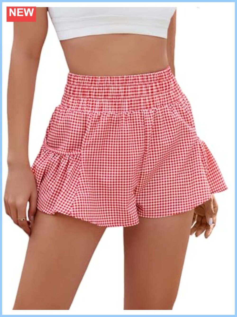 High Waisted Ruffle Running Shorts with Pockets